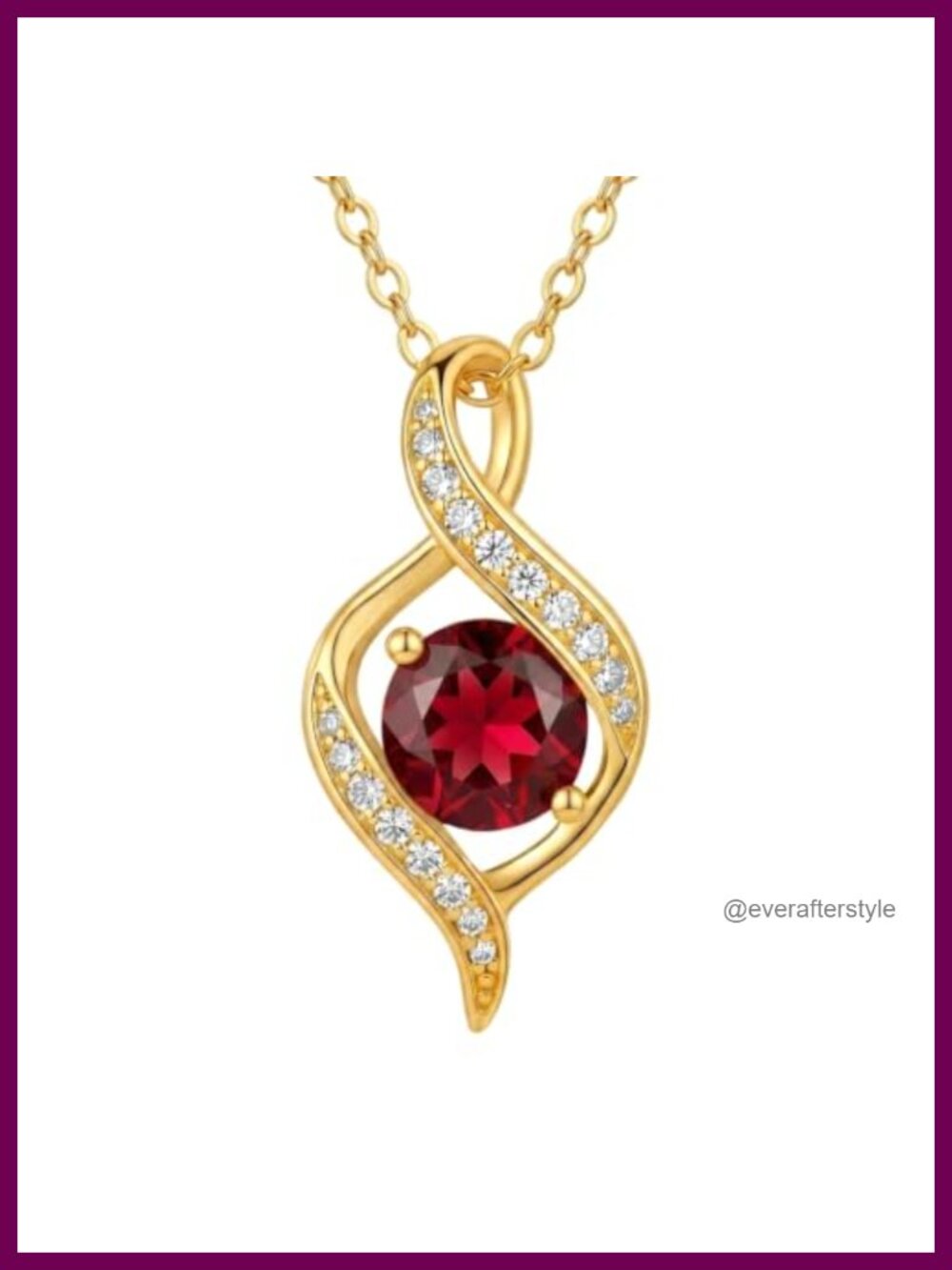 14K Gold Plated Infinity Birthstone Necklace Pendant